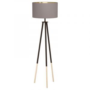Lampadaire trépied en bois marron, Anish, avec interrupteur