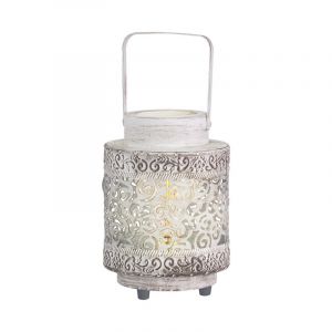 Lampe de table blanche en acier, Abdelrahman, avec interrupteur