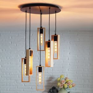 Suspension en bois marronne, Elroy