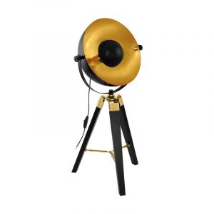 Lampe de table noire en acier, Nickolas, avec interrupteur
