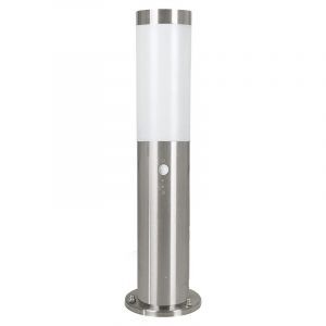 Lampadaire extérieur avec capteur crépusculaire argenté en plastique, Carlein, IP44