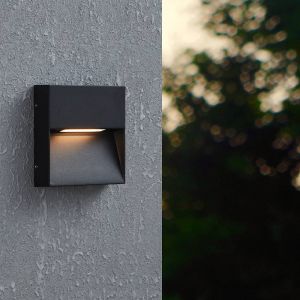 Luminaire extérieur noir en aluminium, Lamar, 4,8W, blanc chaud à froid réglable LED, IP65