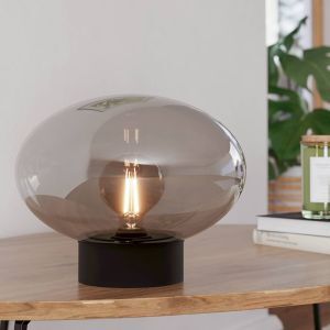 Lampe de table grise en verre, Kirstin, avec interrupteur