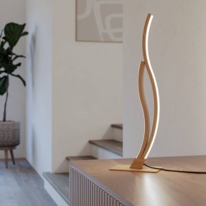 Lampe de table marronne en acier, Tevin, 12W, 4000K LED, avec interrupteur