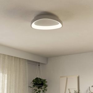 Plafonnier blanc en plastique, Shauni, 12W, blanc chaud à froid réglable LED, avec télécommande