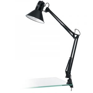 Lampe à pince noire en plastique, Jordin, avec interrupteur