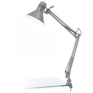 Lampe à pince argentée en plastique, Jordin, avec interrupteur