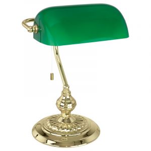 Lampe de table laiton en verre, Lugco, avec interrupteur à tirette
