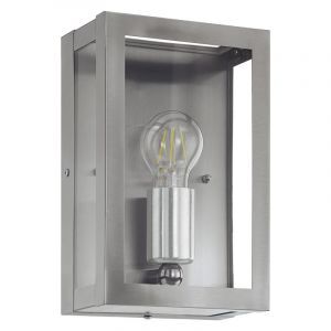 Luminaire extérieur argenté en acier inoxydable, Alihan, IP44