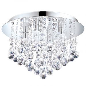 Plafonnier chromé en cristal, Almedina, IP44