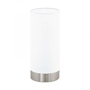 Lampe de table blanche en tissu, Abano, avec variateur tactile