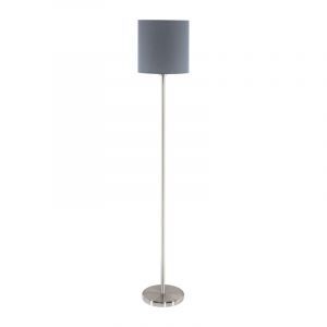Lampadaire gris en tissu, Abano, avec interrupteur