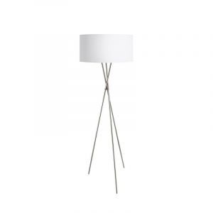 Lampadaire trépied blanc en tissu, Anuschka, avec interrupteur
