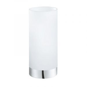 Lampe de table chromée en verre, Asiye, avec interrupteur