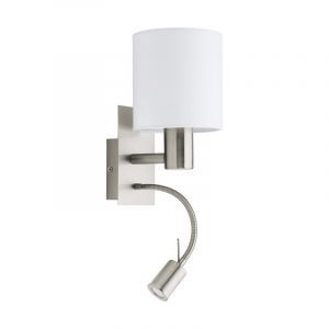 Applique murale blanche en tissu, Abano, avec interrupteur