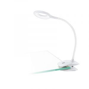 Lampe à pince blanche en plastique, Chana, 3W, 3000K LED, avec interrupteur