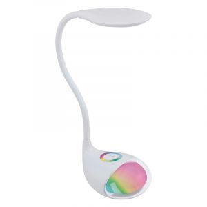 Lampe de bureau blanche en plastique, Chana, 2W, RGBW LED, avec variateur tactile