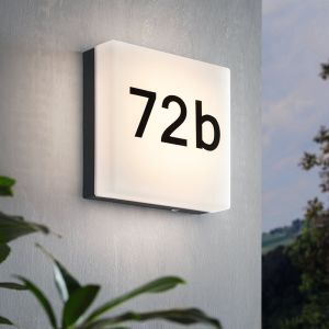 Numéro de maison lumineux anthracite en plastique, Jim, IP44