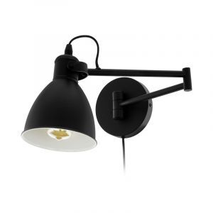 Applique murale noire en acier, Tjarco, avec interrupteur