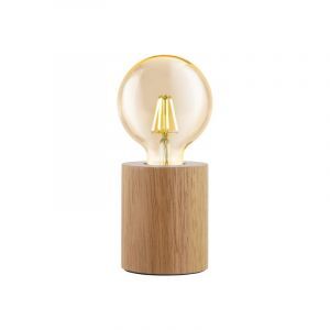 Lampe de table en bois marronne, Yannic, avec interrupteur