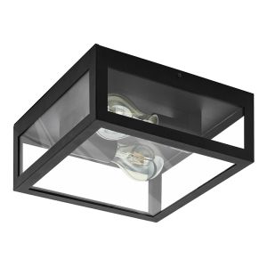 Plafonnier salle de bain noir en verre, Amadou, IP44