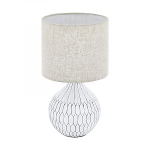 Lampe de table en céramique blanche, Angele, avec interrupteur