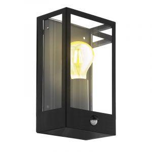 Applique extérieur avec détecteur de mouvement noire en acier, Alihan, IP44