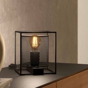 Lampe de table noire en aluminium, Thiemo, avec interrupteur