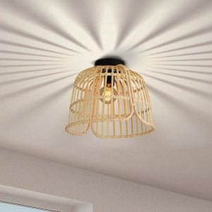 Plafonnier en rotin marron, Sicco