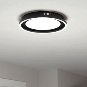 Plafonnier noir en aluminium, Thijn, 11,5W, blanc chaud à froid réglable LED, gradable en 3 étapes