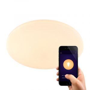 Plafonnier connecté blanc en métal, Helena, 30W, blanc chaud à froid réglable LED