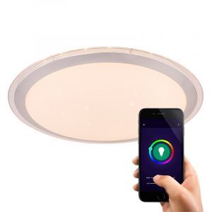 Plafonnier connecté blanc en métal, Vinay, 30W, RGBW LED