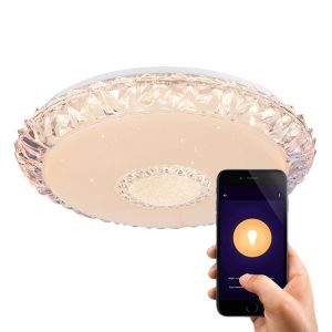Plafonnier connecté blanc en métal, Taylan, 40W, blanc chaud à froid réglable LED