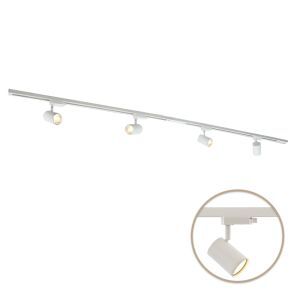 2M système d'éclairage sur rail monophasé blanc + 4 Elena spots sur rail
