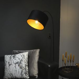 Lampadaire à arc doré moderne, Urvin, avec interrupteur
