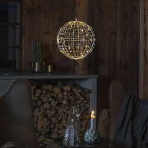Éclairage de Noël globe argenté en plastique, Bol, 1,5W, 2700K LED