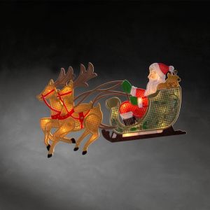 Père Noël avec silhouette de fenêtre de Rennes et traîneau