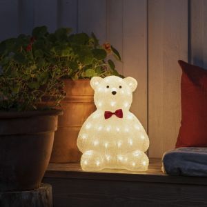 Ours en peluche avec nœud, 38 cm, pour l'intérieur et l'extérieur