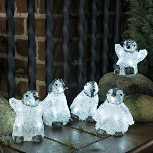 Pingouins LED, motifs de Noël 3D - Lot de 5, pour intérieur et extérieur