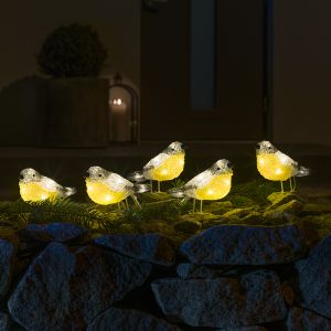 5 oiseaux LED, pour l'intérieur et l'extérieur