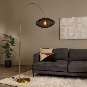 Lampadaire moderne noir, Corina, avec interrupteur