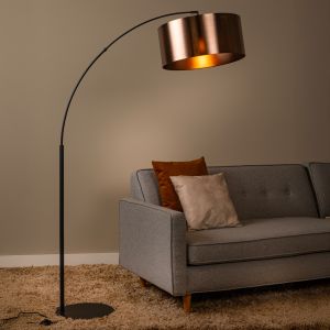 Lampadaire à arc moderne couleur rouille, Rankos, avec interrupteur