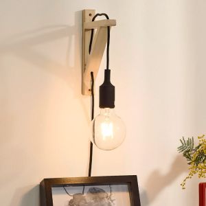 Applique murale en bois noire, Fix, avec interrupteur