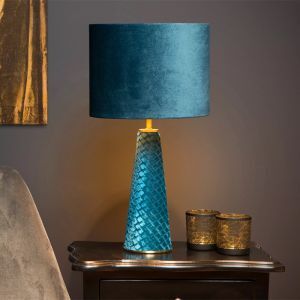 Lampe de table rétro bleue, Extravaganza Velvet, avec interrupteur