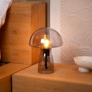 Lampe de table moderne grise, Fungo, avec interrupteur