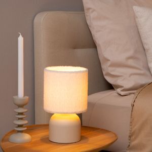 Lampe de table vintage beige, Woolly, avec interrupteur