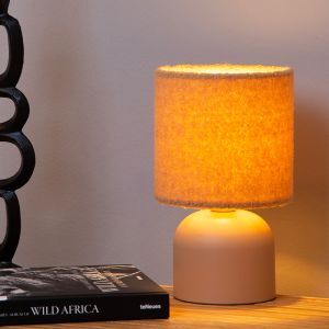 Lampe de table vintage jaune, Woolly, avec interrupteur