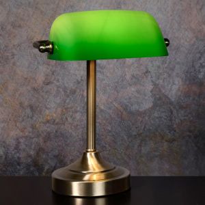 Lampe de banquier classique verte, Banker, avec interrupteur