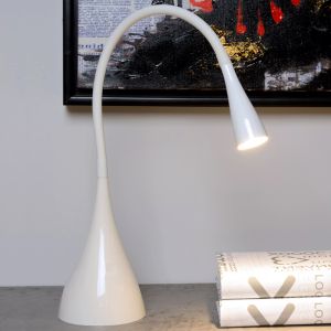 Lampe de bureau moderne blanche, Zozy, 3W, 3000K LED, avec variateur tactile