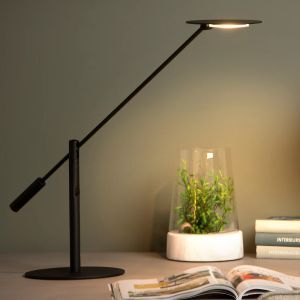 Lampe de bureau moderne noire, Anselmo, 9W, 3000K LED, avec variateur tactile
